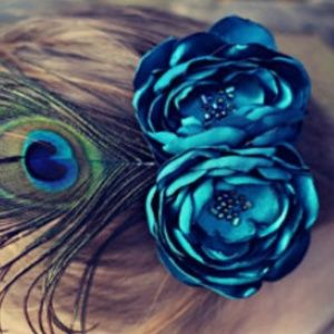 COPY - Teal Flower Fascinator, Peacock Flower Bro…